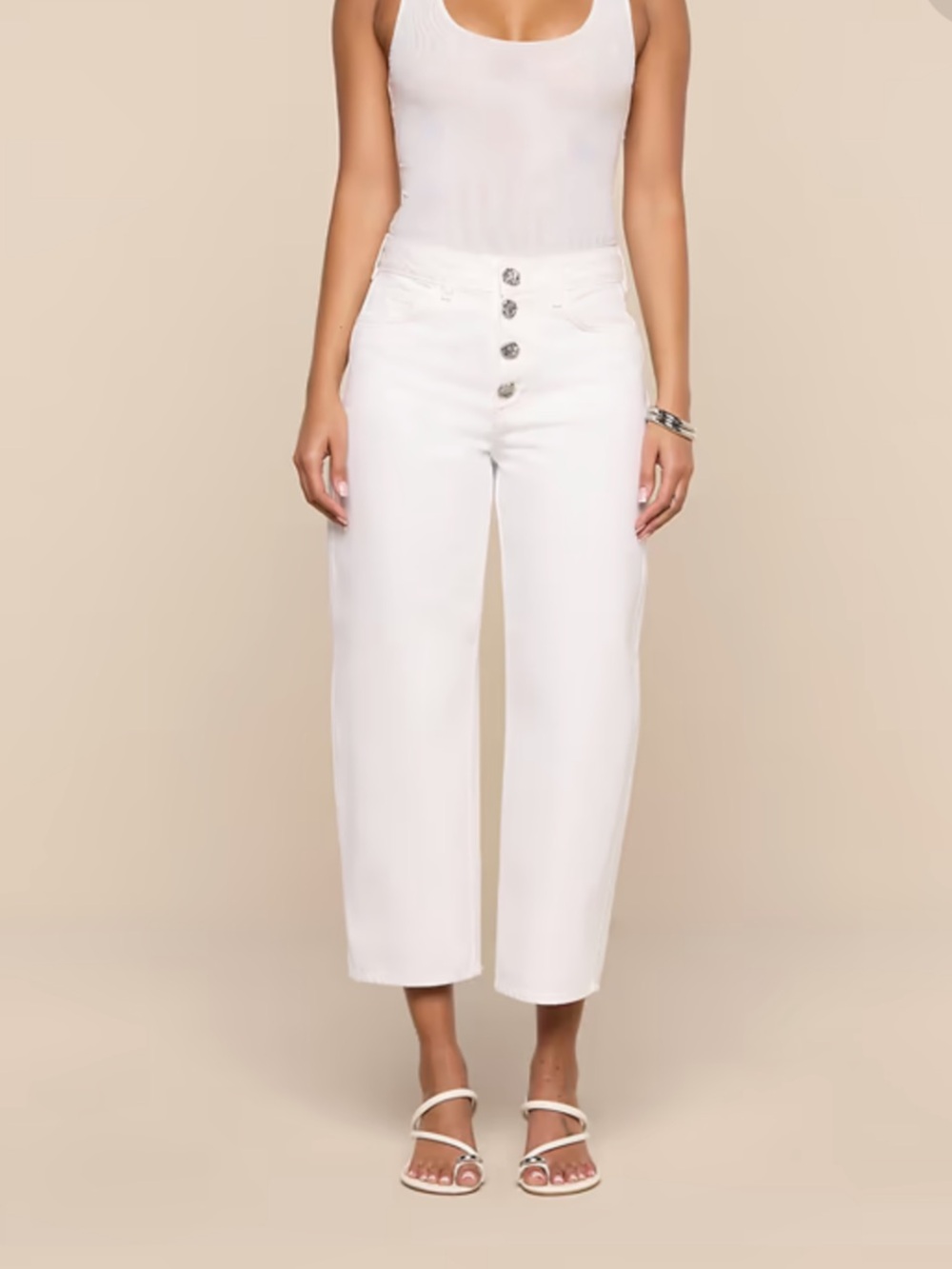 L'AGENCE Liora Cropped Jeans in Blanc White